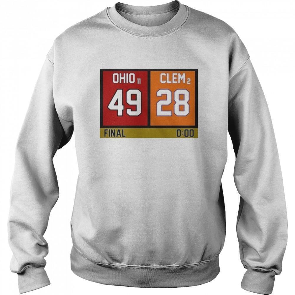 Ohio 49 Clem 28 Sugar Bowl Score Retro College Football Sweatshirt